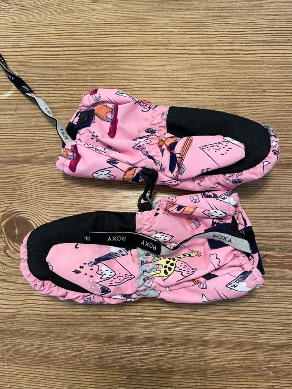 Roxy Toddler Snows Up Mitts Pink Animals